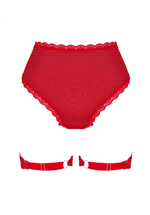 Трусики Obsessive Belovya Garter Panties, Червоний, XS/S