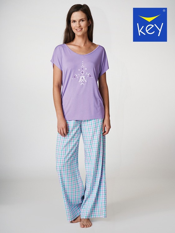 Пижама Key LNS 413, фіолетовий-клітинка, L